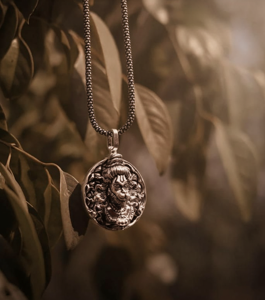 Hanuman Ji Pendant Oxodaised Silver Chain